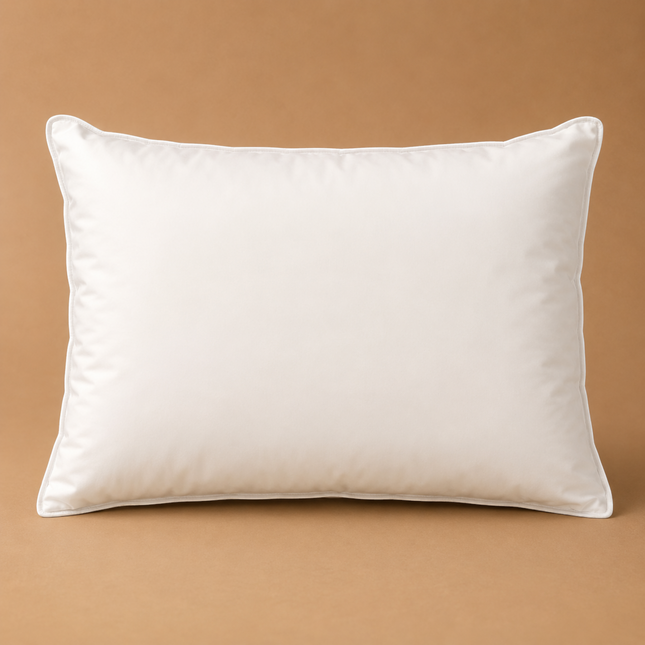 Madhome.ro white goose down and feather pillow with a breathable cotton downproof cover for medium firmness.