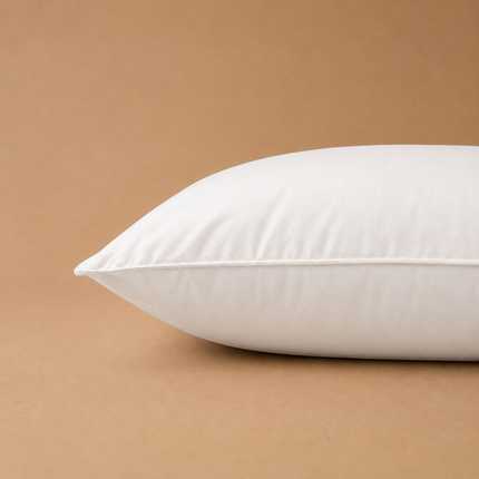 Madhome.ro medium-firm white goose down and feather pillow with breathable cotton cover on a neutral background