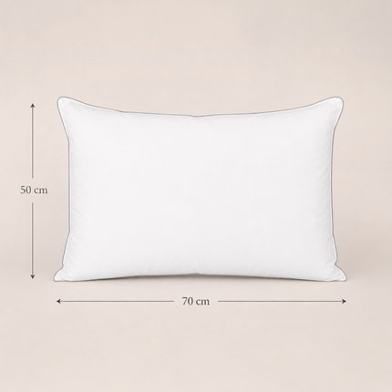 Madhome.ro set of two white natural feather pillows with 100% cotton covers, measuring 50x70 cm.