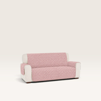 Madhome.ro pink quilted 3-seater sofa cover with textured pattern protecting the seat, backrest, and armrests