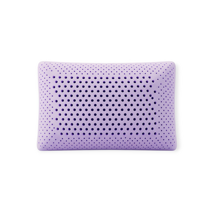 Madhome.ro Aroma Therapy memory foam pillow in purple with ventilation holes for airflow and orthopedic support.
