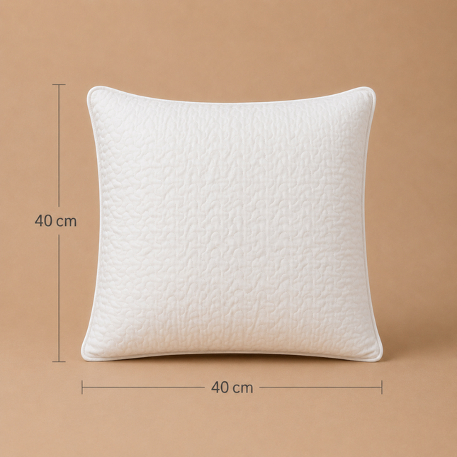 Madhome.ro white quilted microfiber pillow with reinforced edges, square 40x40 cm size, filled with soft silicone down.