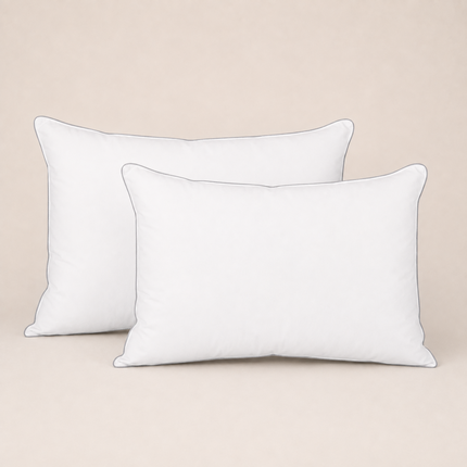 Madhome.ro set of two white natural feather pillows with 100% cotton covers, 50x70 cm, medium firmness.
