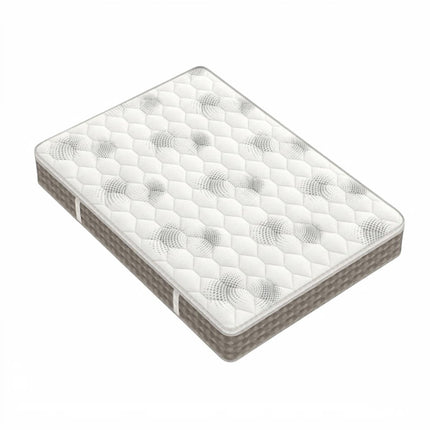 Madhome.ro Saltea cu memorie DuoFlex, 27 cm, alb cu model gri, topper integrat detașabil, fermitate ajustabilă.