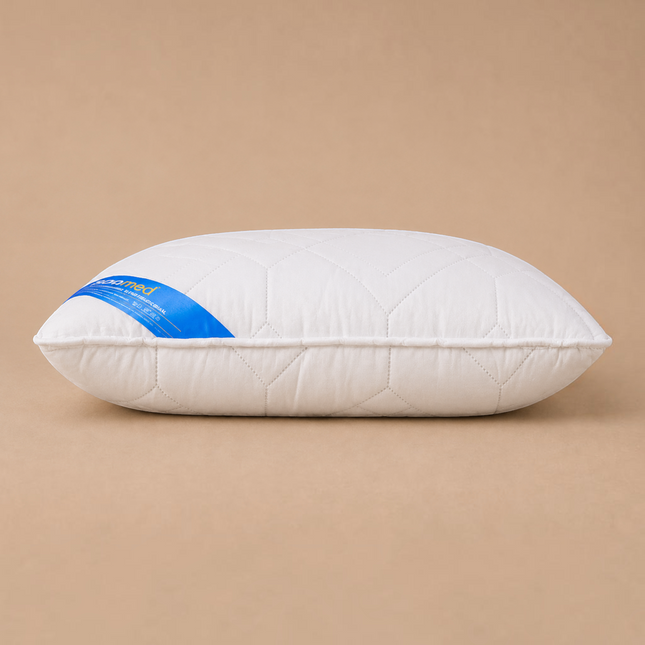 Madhome.ro Somnomed white quilted hypoallergenic pillow with 3D fiber filling and antimicrobial treatment