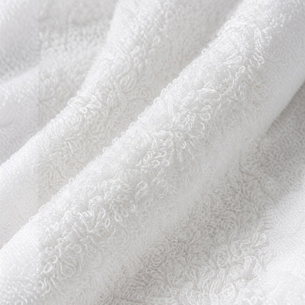 Close-up of white 100% cotton terry fabric texture for a Madhome.ro bathrobe