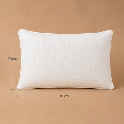 Madhome.ro white quilted microfiber pillow with silicone down filling and reinforced edges, 50x70 cm size.