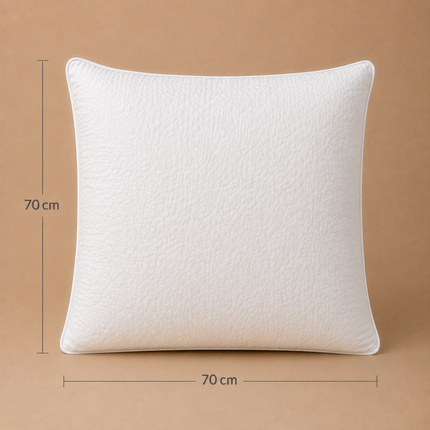 Madhome.ro white quilted microfiber pillow with silicone down filling and reinforced edges, 70x70 cm square size
