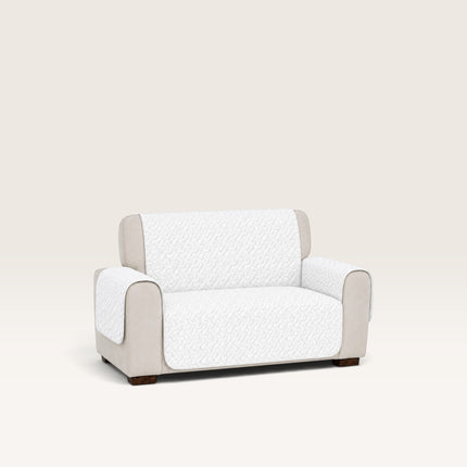 Madhome.ro white quilted sofa cover for a 2-seater couch, featuring a soft microfiber texture and protective design.