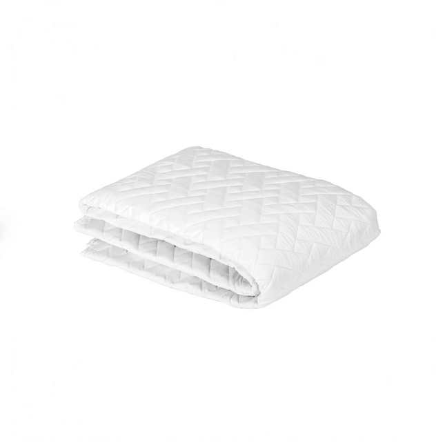 Protectie saltea matlasata alba Madhome.ro din microfibra hipoalergenica, pliata, cu model geometric cusut