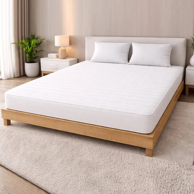 Saltea albă din spumă poliuretanică Economy Comfort, grosime 13 cm, cu husă matlasată din microfibră